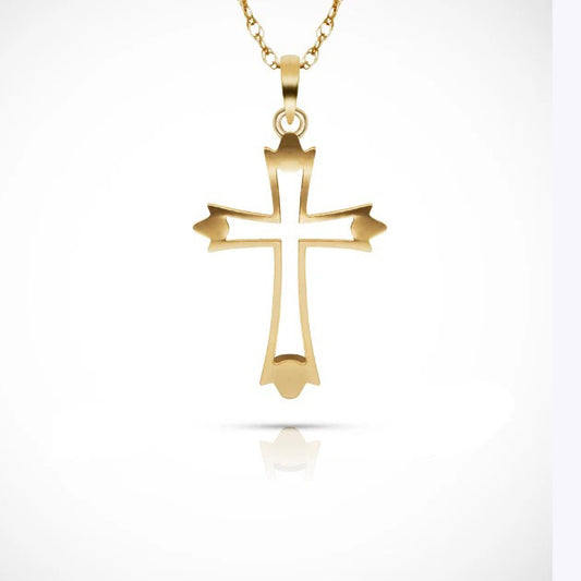 14K Yellow & White Gold Women Cross Pendant