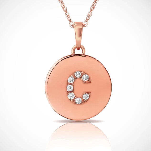 14k Yellow / White & Rose Gold Letter Initial CZ Pendant For Women
