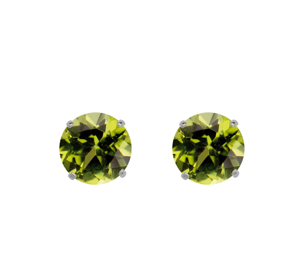 14K Solid White Gold 3mm Round Birthstone Stud Earrings with screw back