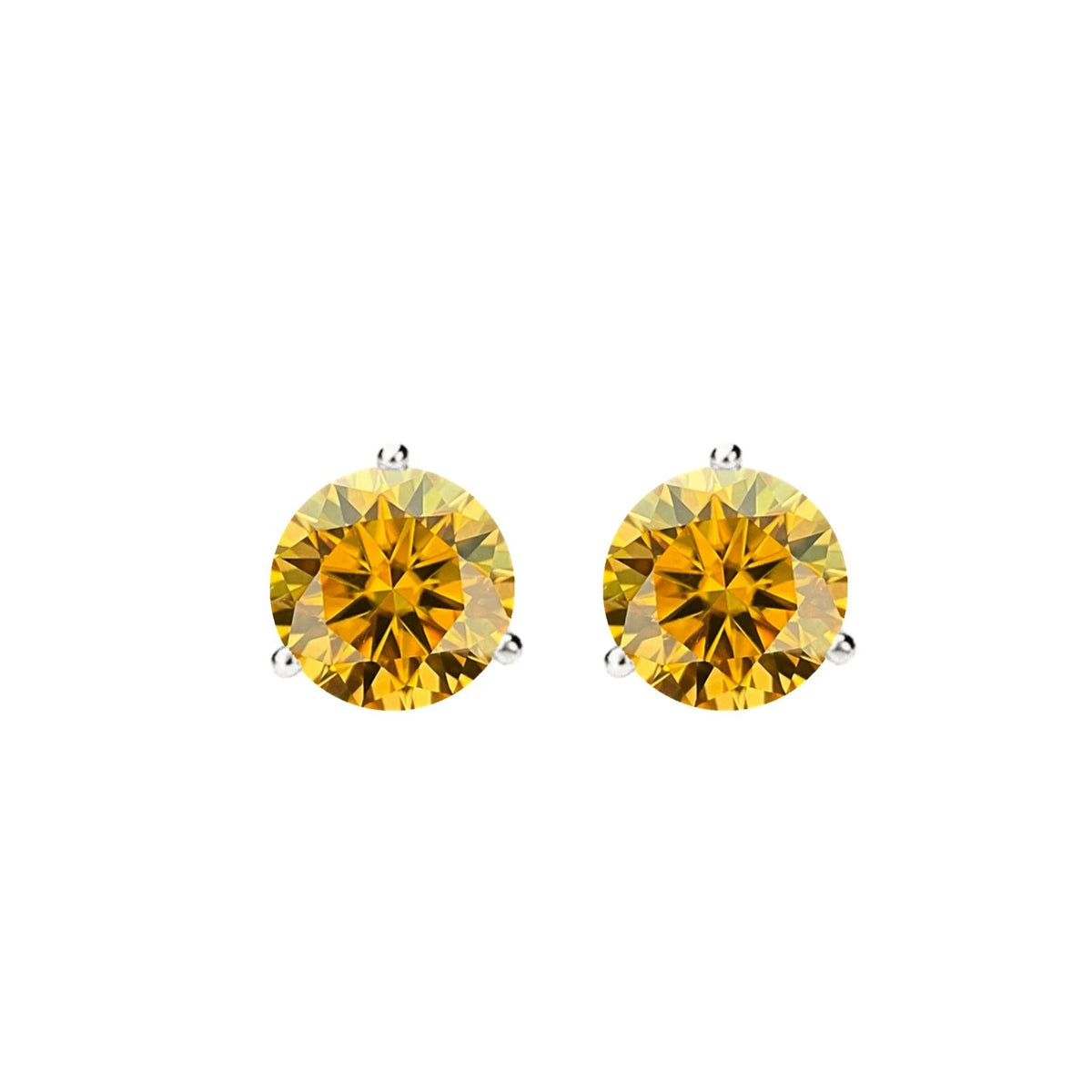 14KGold GRACertifiedD-VVS1 Yellow Moissanite Martini PushBack Stud Earrings