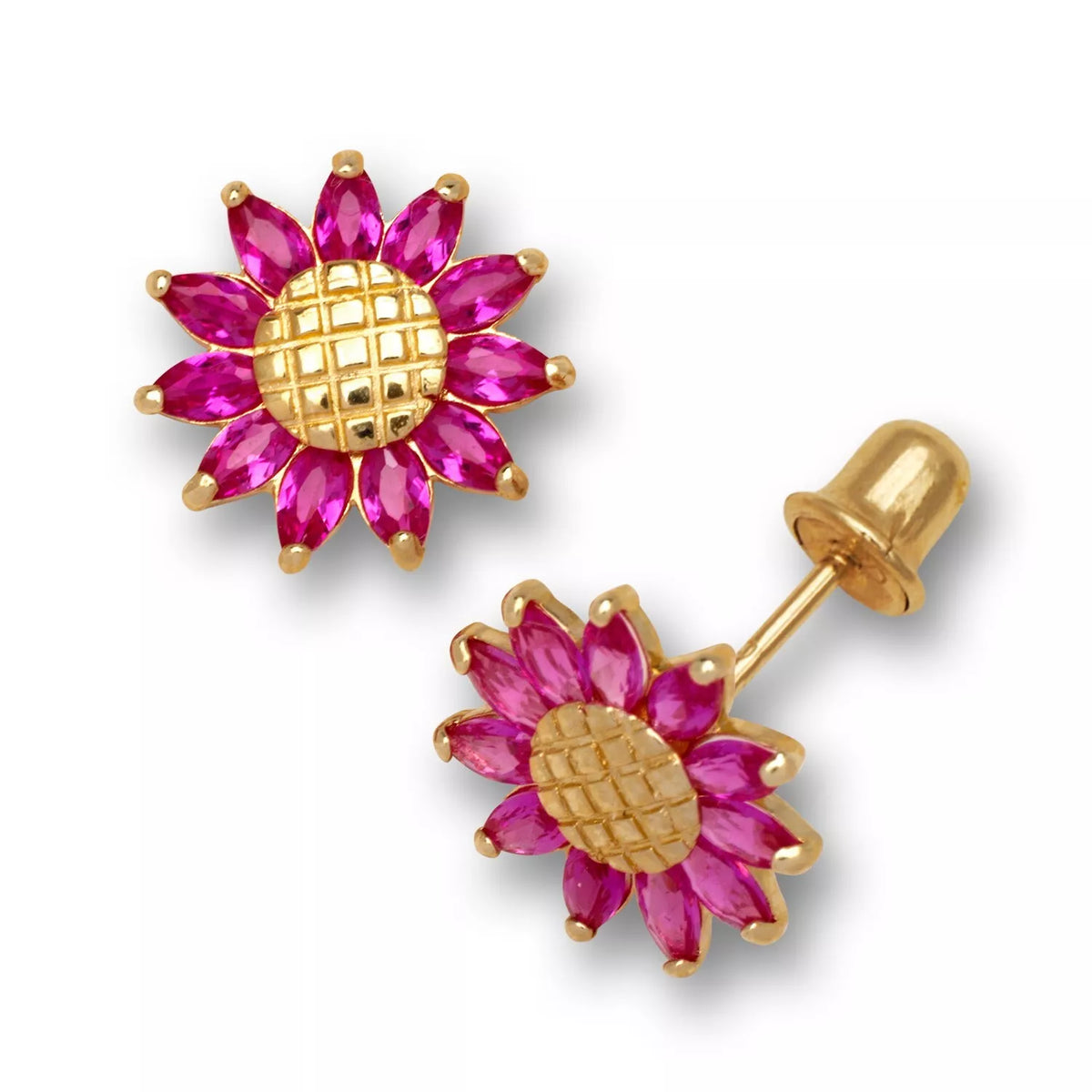 14K Yellow Gold Flower Shaped Gorgeous Studs Earrings for Girl