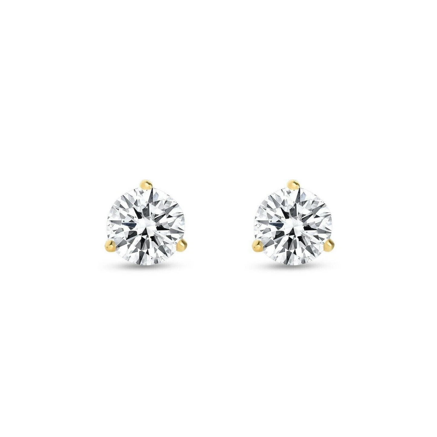 14K Gold GRA Certified D-VVS1 Round Moissanite Martini Screw Back Stud Earrings