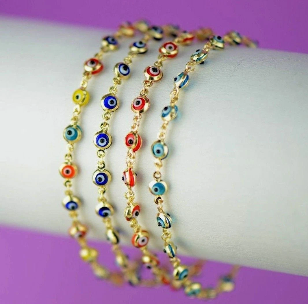 Yellow 14k Gold Evil Eye Bracelet