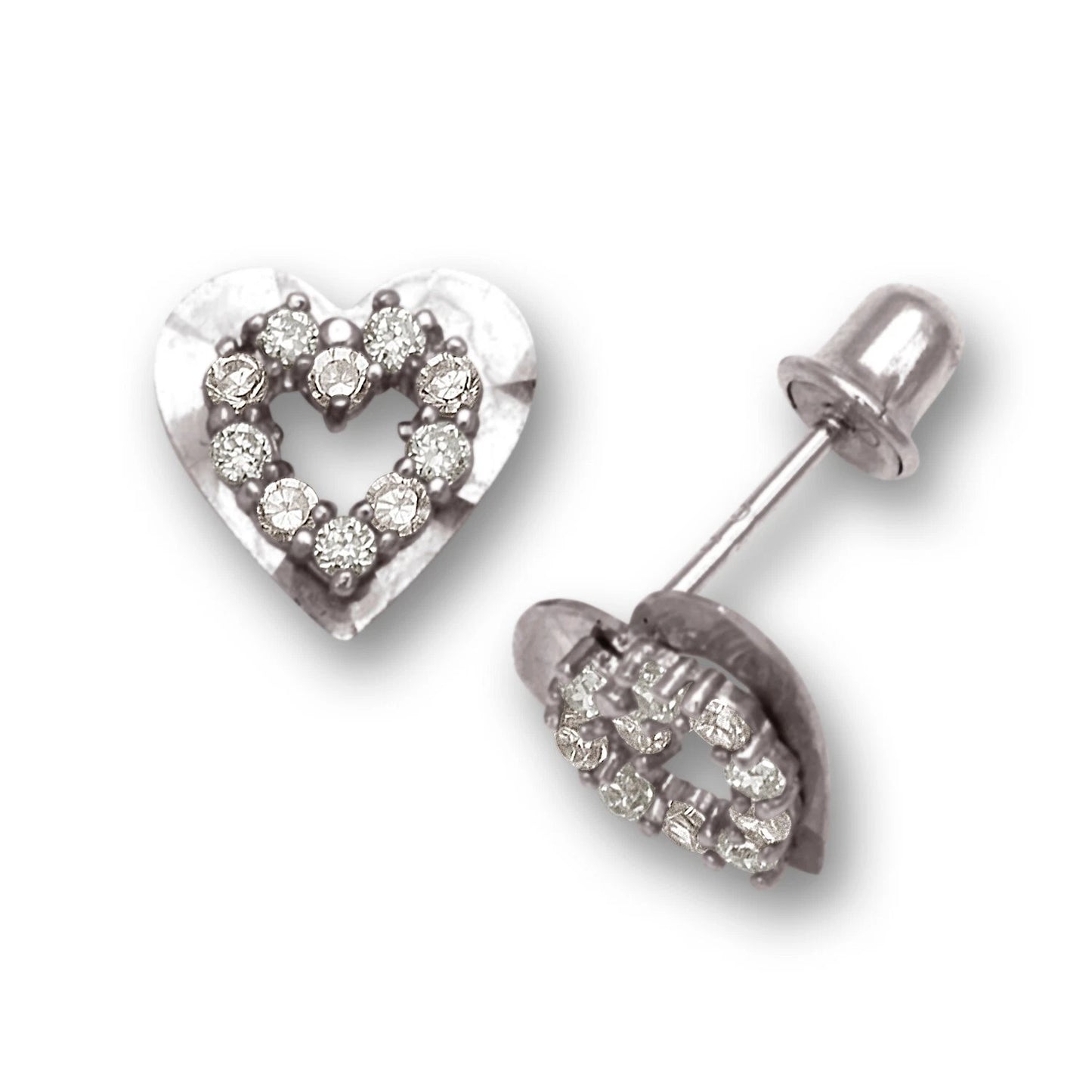 14K Yellow & White Gold Heart Shape Cubic Zirconia Earrings for Women