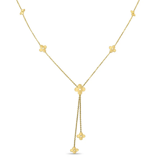 14K Yellow Gold 4 Leaf Clover Necklace