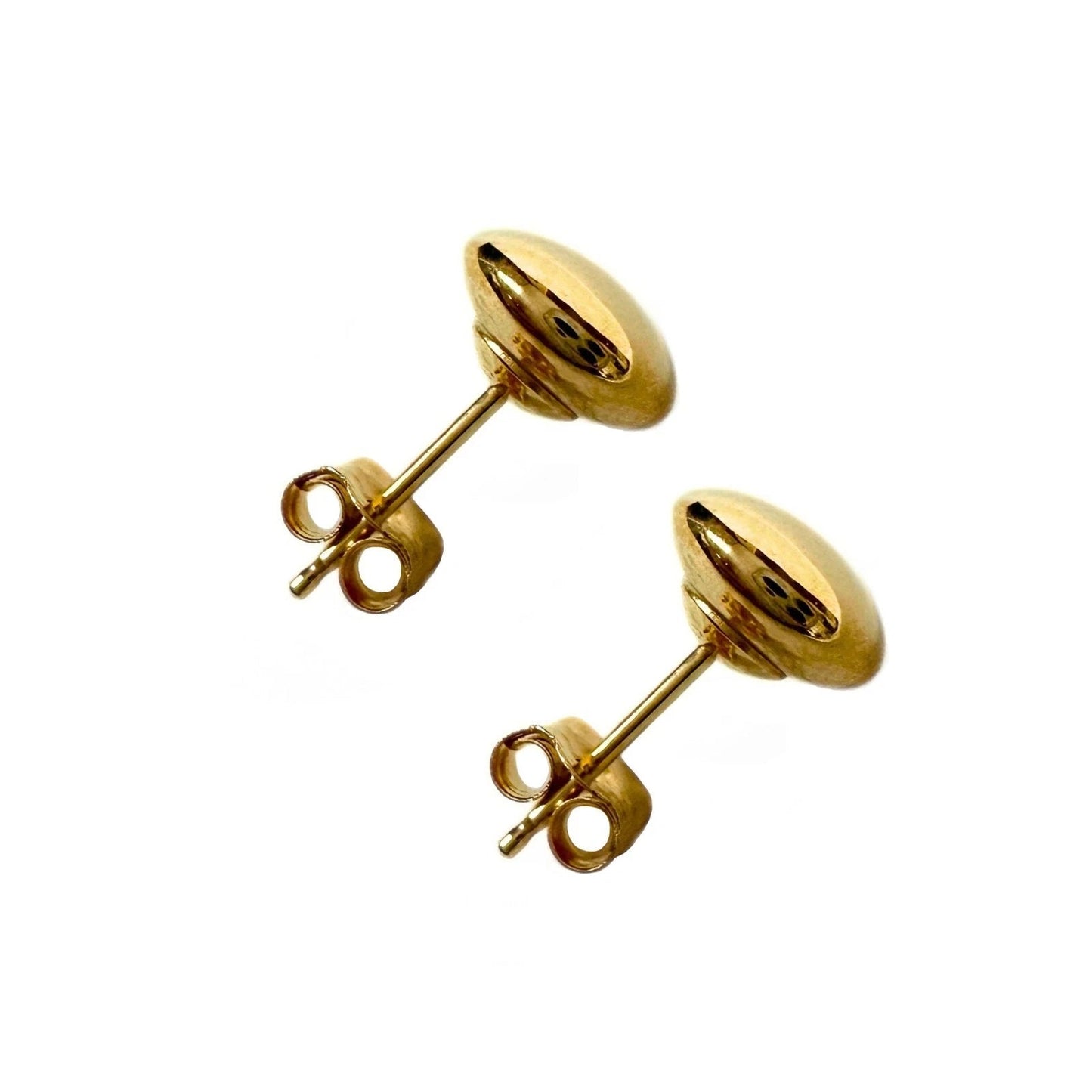 14k Yellow Gold Flat Ball Stud Earrings