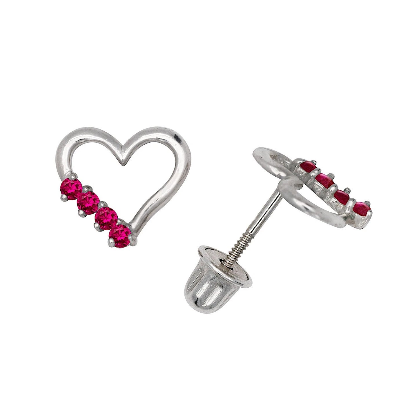 14K Yellow & White Gold Elegant Heart Shaped CZ Stud Earrings for Women