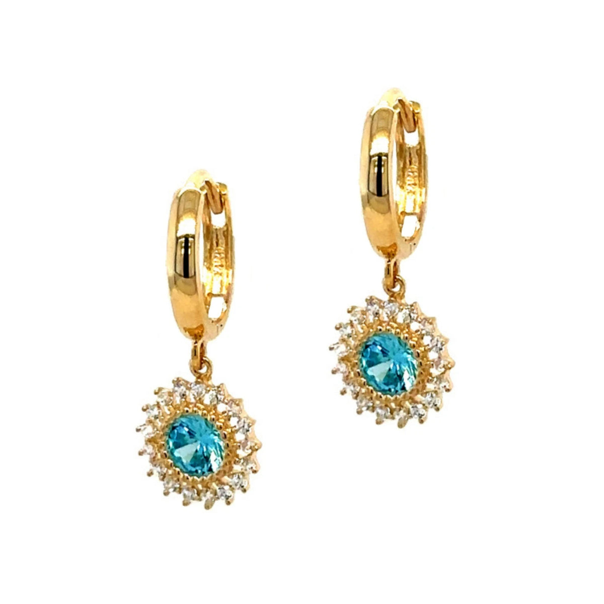14K Yellow Gold Dangle Huggie Hoop Earring, Classic Design