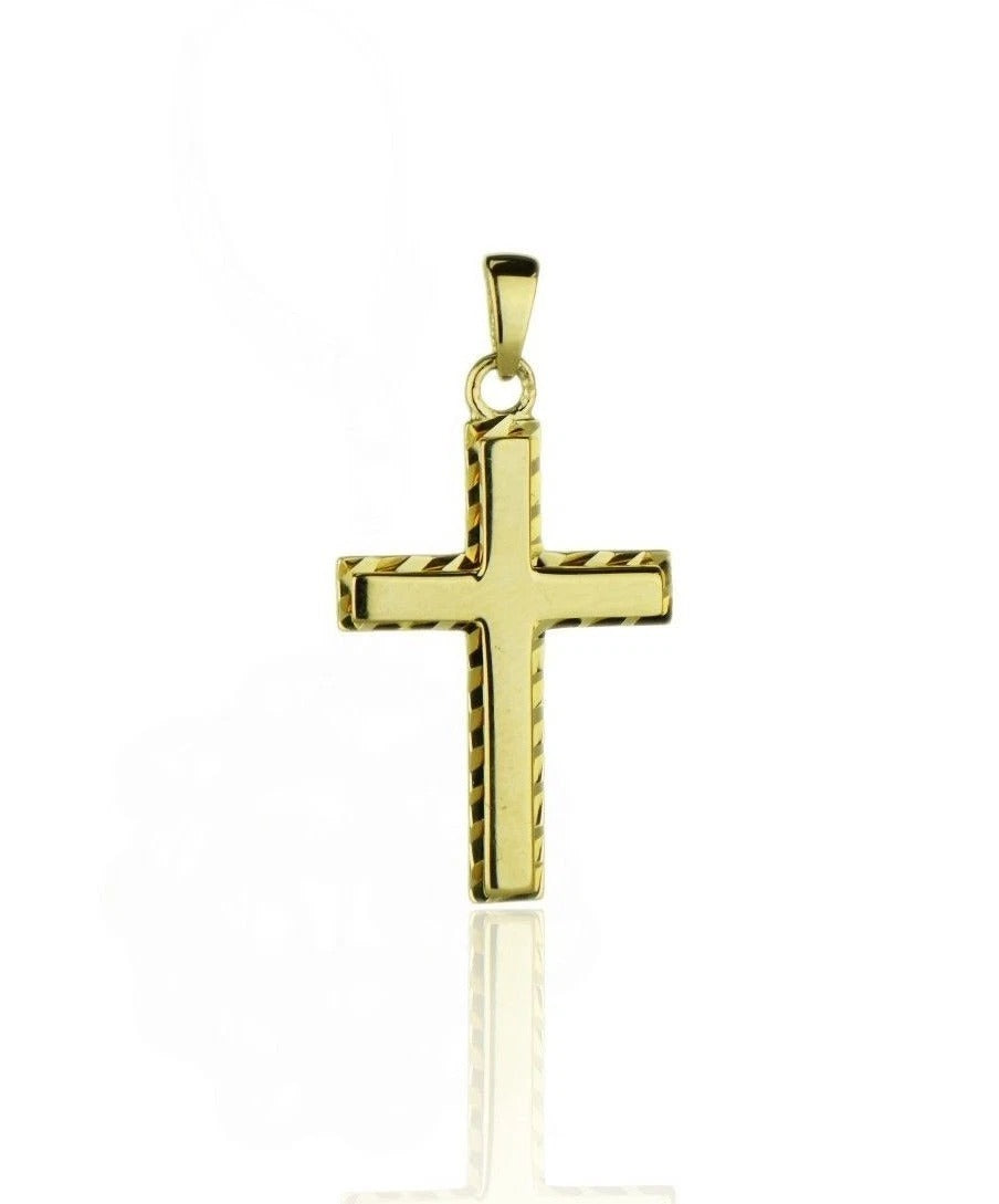 14k Yellow and White Gold Diamond Cut Cross Pendants