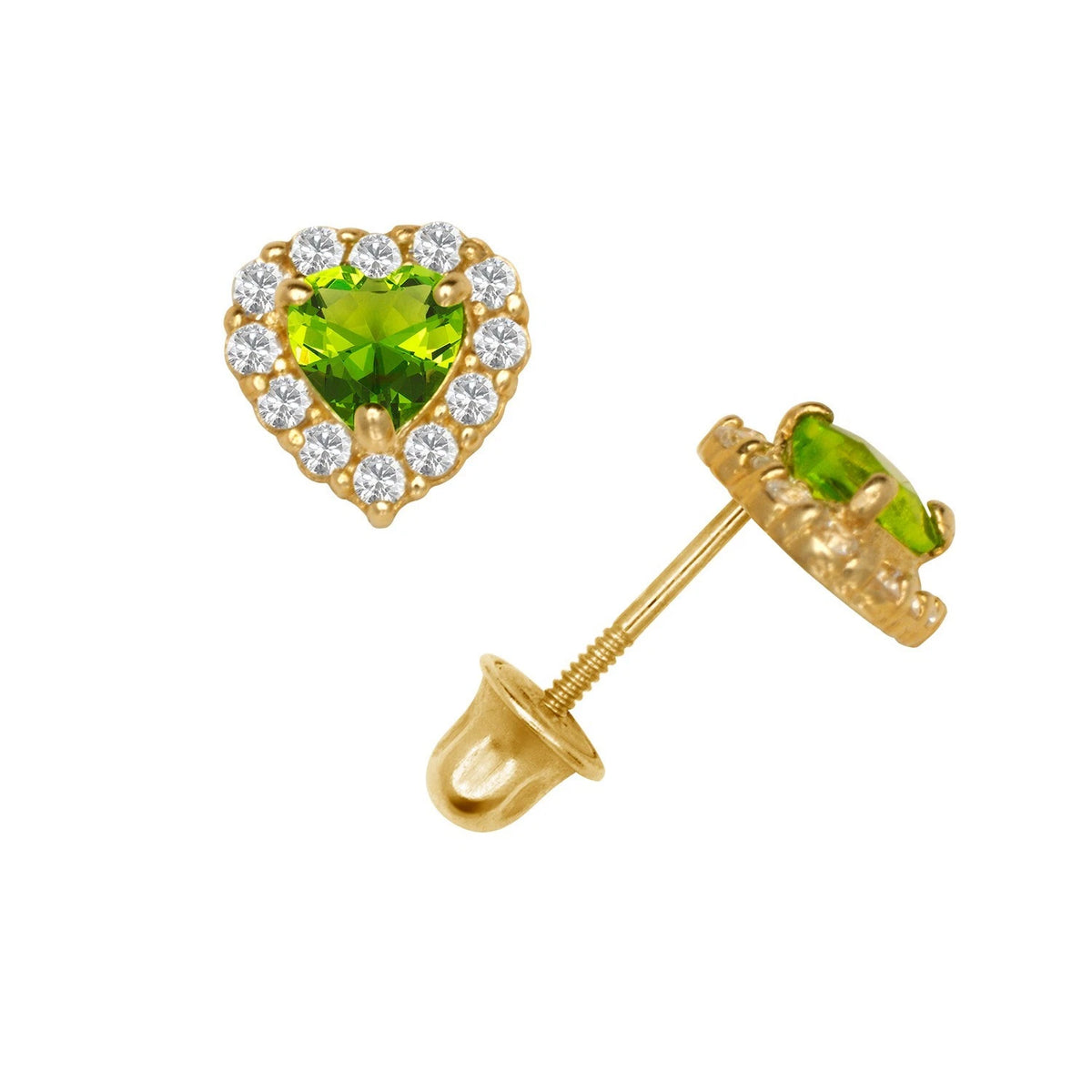 14K Yellow & White Gold Large Gorgeous CZ Heart Shaped Stud Earrings for Women