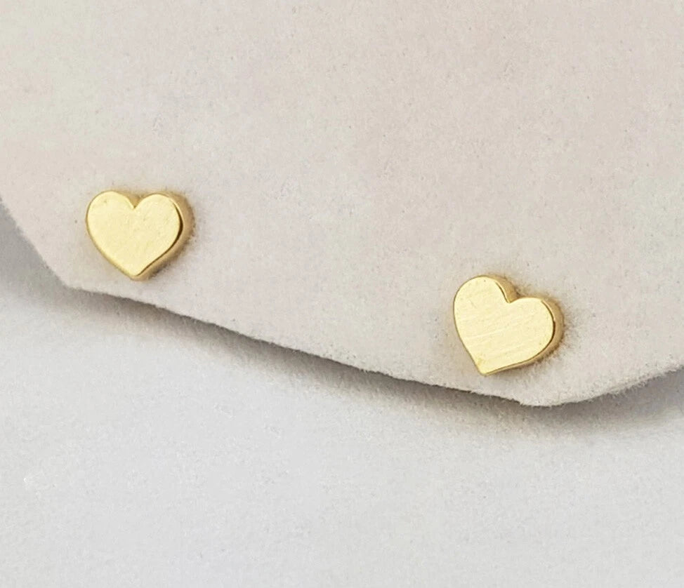 14K Yellow / White / Rose Gold Heart Stud Earrings