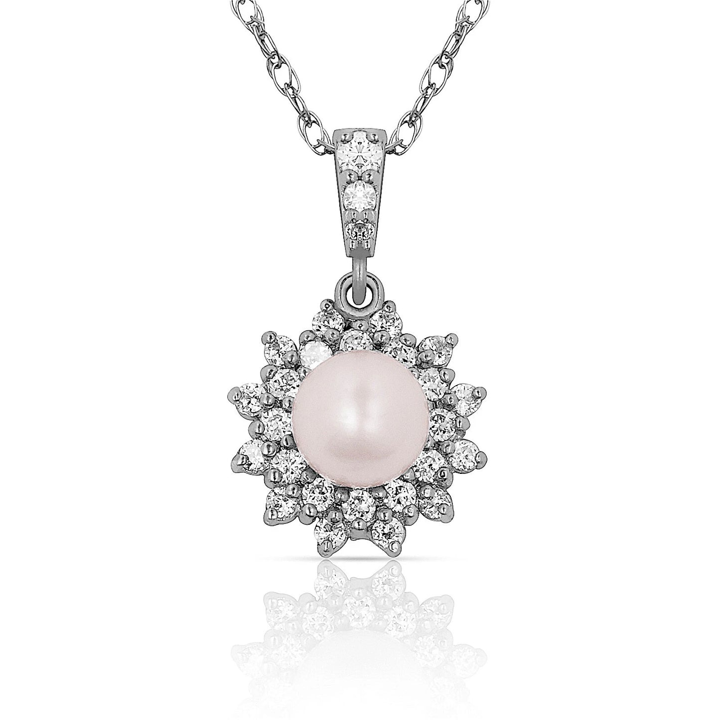 14K Yellow & White Gold Freshwater Pearl Pendant For Women