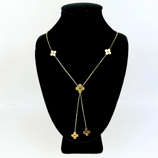 14k Yellow Gold Necklace Beautiful Clover for Women
