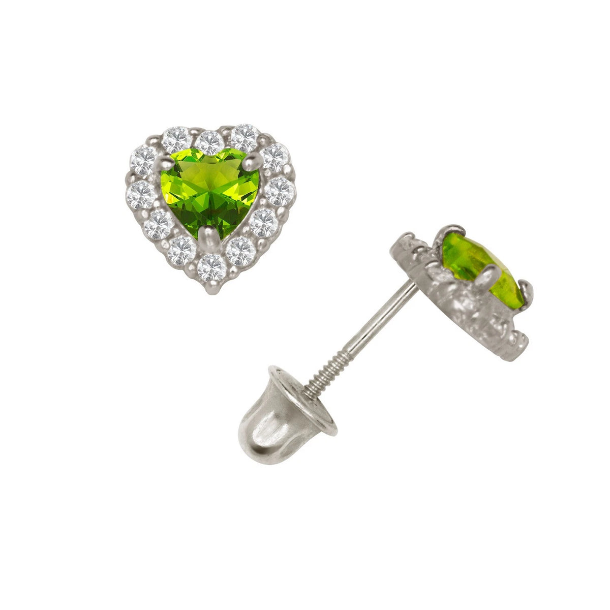 14K Yellow & White Gold Large Gorgeous CZ Heart Shaped Stud Earrings for Women