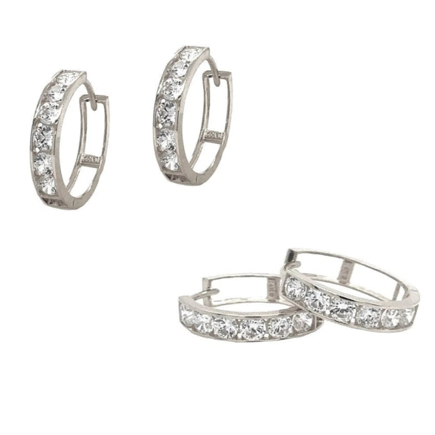 14K White Gold Huggie Beautiful & Valuable Hoop Earrings
