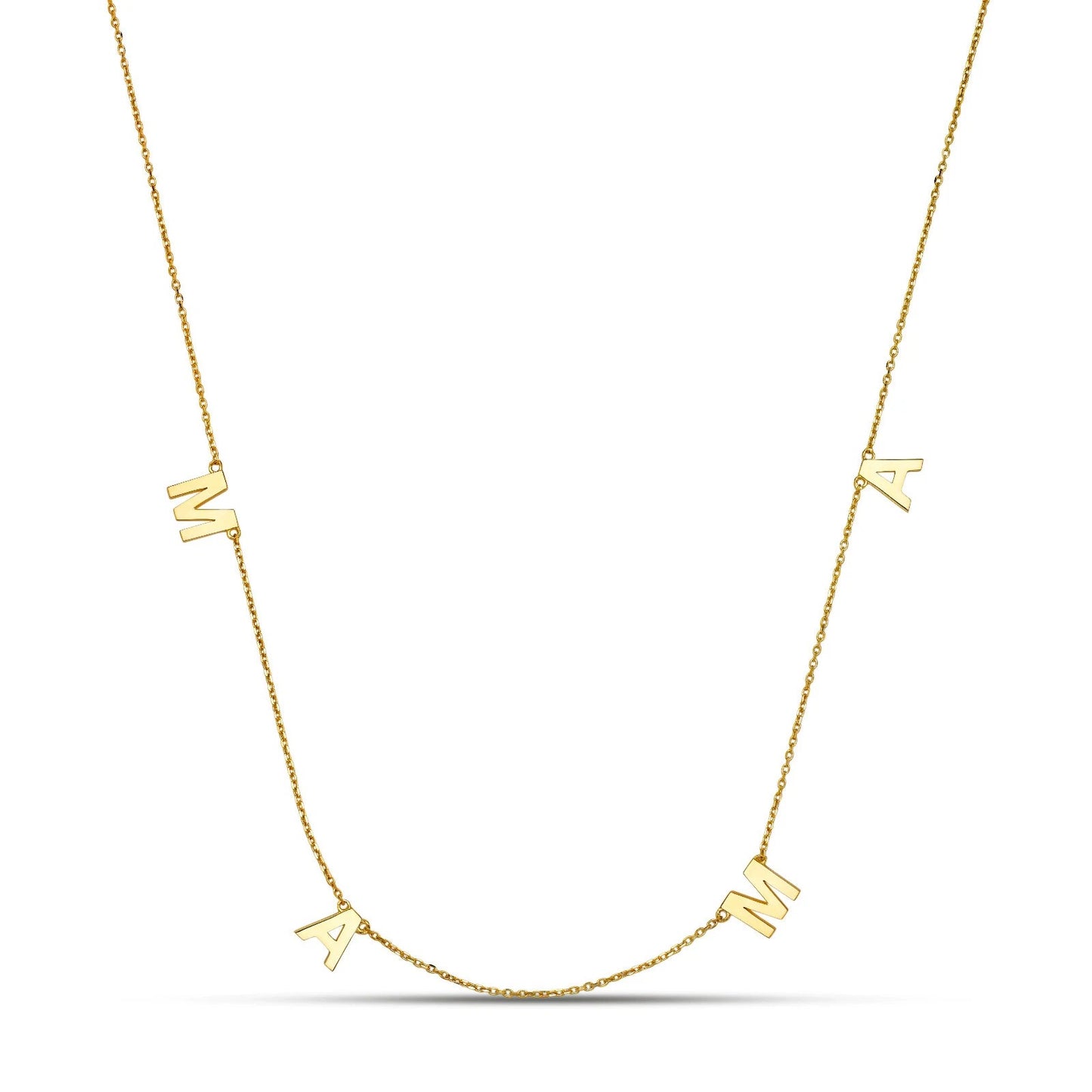14K Yellow/ White/ Rose Gold "MAMA" Charm Necklace