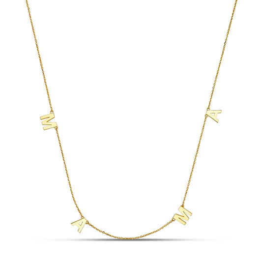 14K Yellow/ White/ Rose Gold "MAMA" Charm Necklace