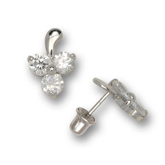 14K White Gold Adorable Trio Shaped Beautiful earrings for Women