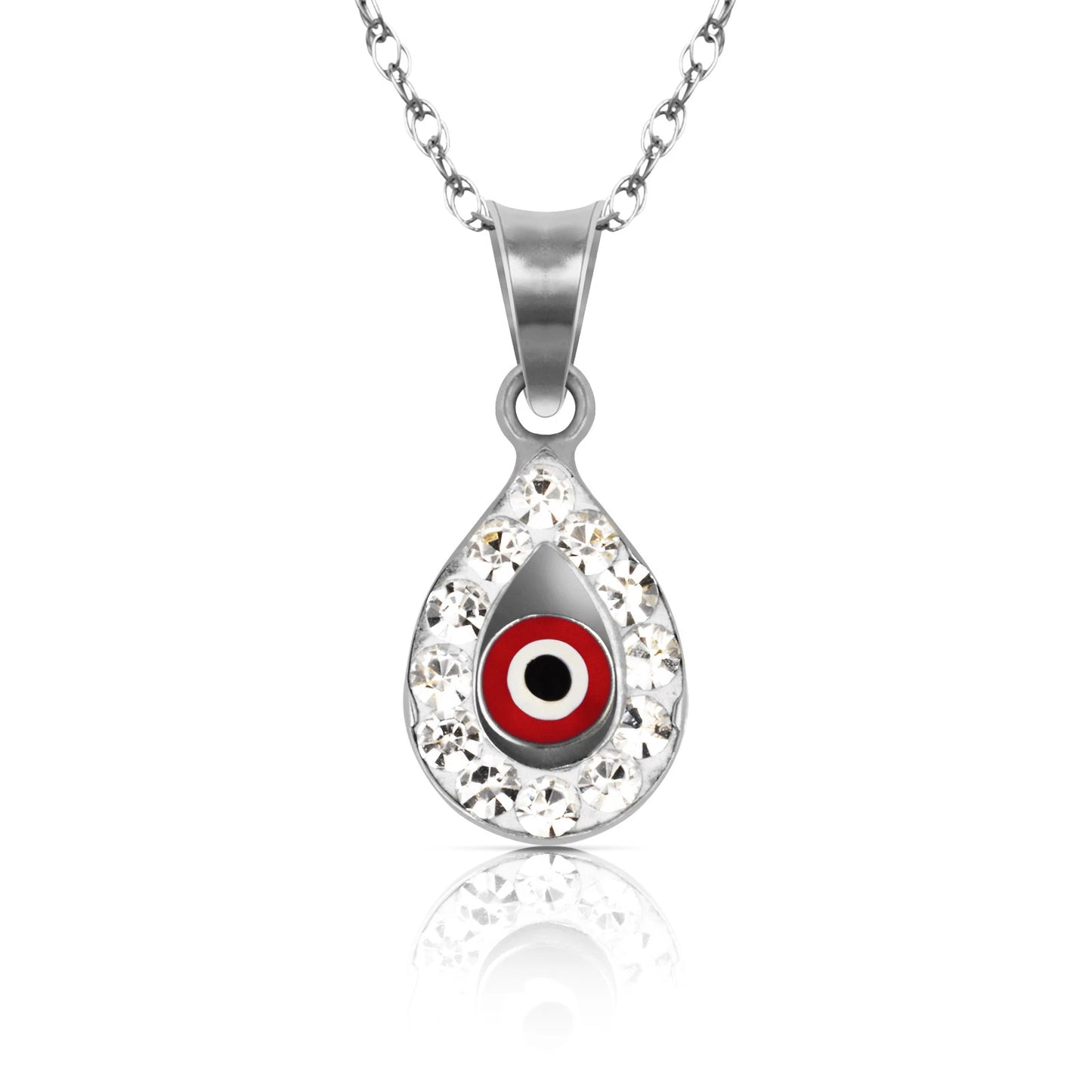 14k Yellow or White Gold CZ Pear Shape Evil Eye Pendants
