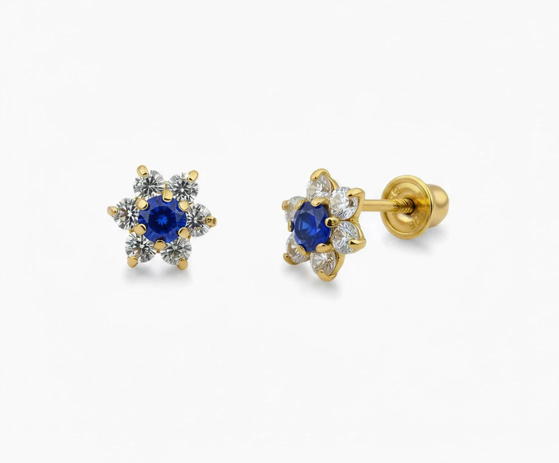 14k Yellow Gold Beautiful Flower Shaped Earrings for Women