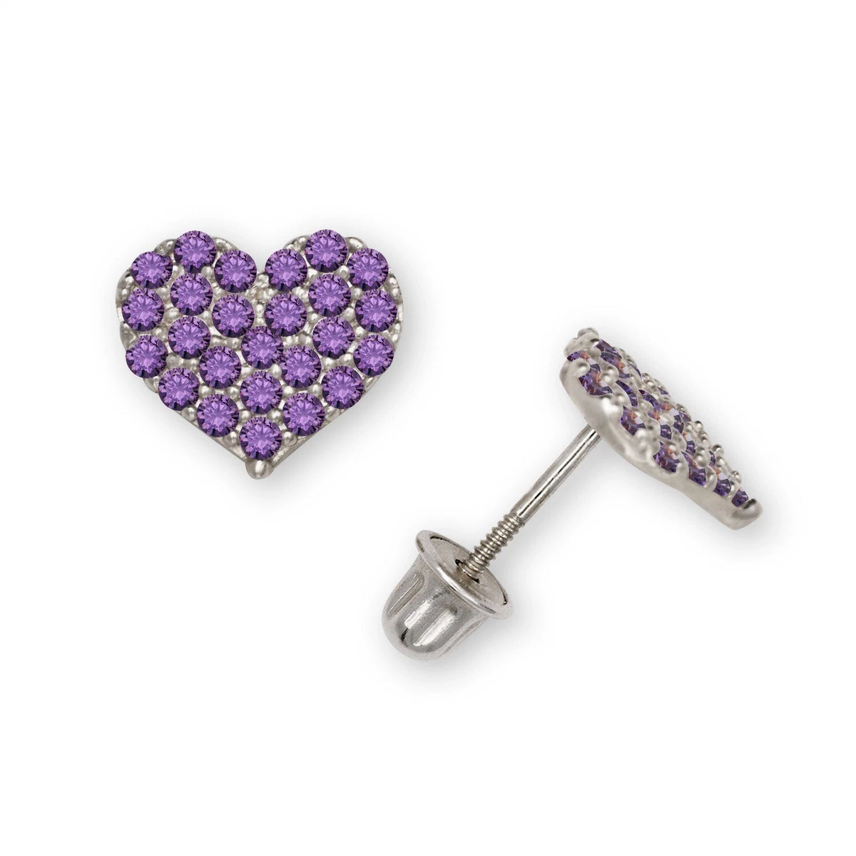 14K Yellow & White Gold Beautiful CZ Heart Shaped Stud Earrings