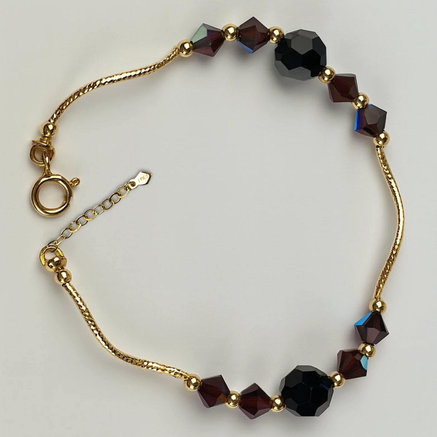 14K Yellow Gold Elegant Crystals Bracelet Kids Baby Girls & Boy -With Extension