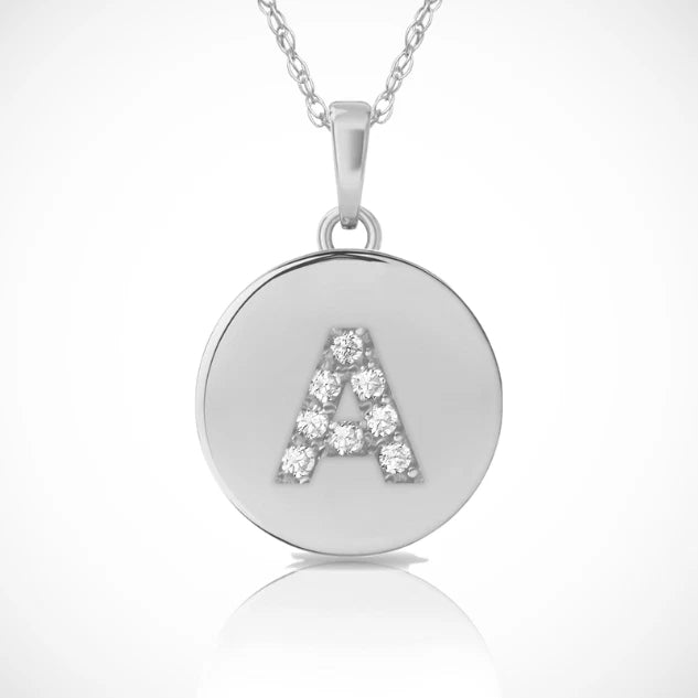 14k Yellow / White & Rose Gold Letter Initial CZ Pendant For Women