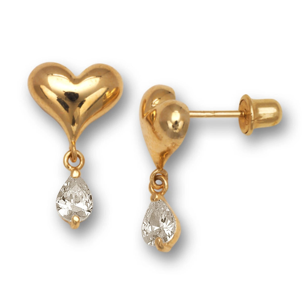 14K Two-Tone Gold Fancy Heart Shape Earrings – Women’s Jewelry