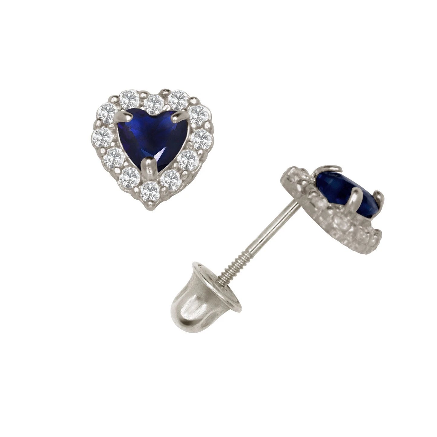 14K Yellow & White Gold Large Gorgeous CZ Heart Shaped Stud Earrings for Women