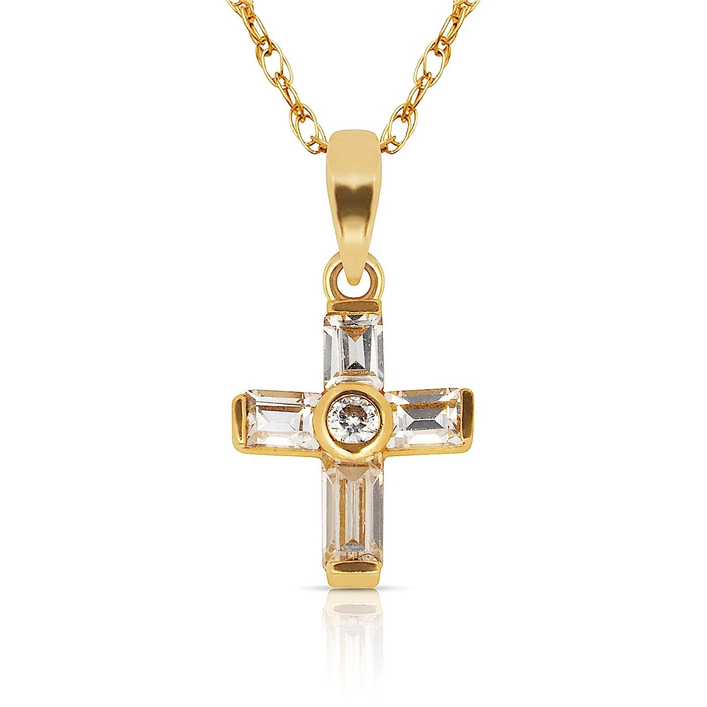 14K Gold Cross Pendant for Women