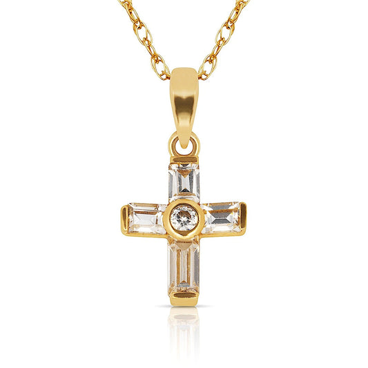 14K Gold Cross Pendant for Women
