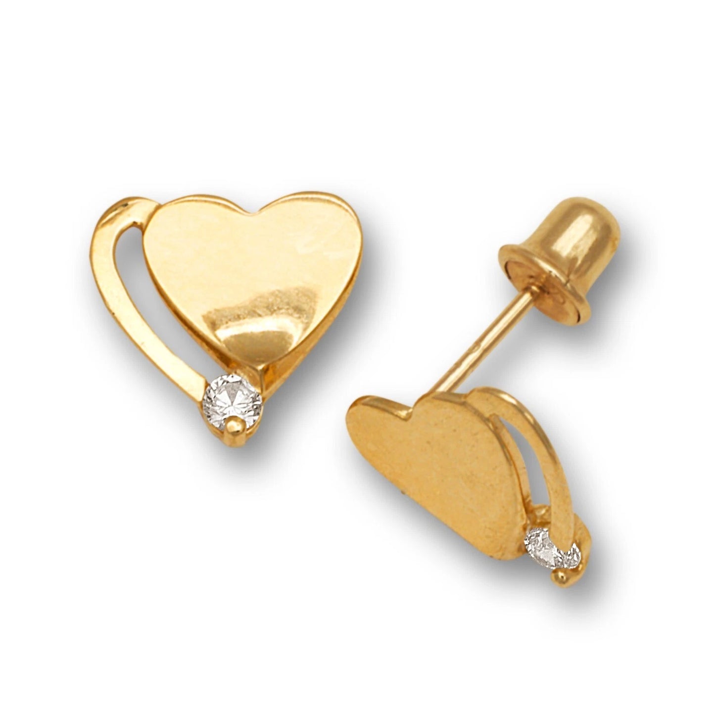 14K Yellow & White Gold Heart Shaped Fancy Earrings for Women