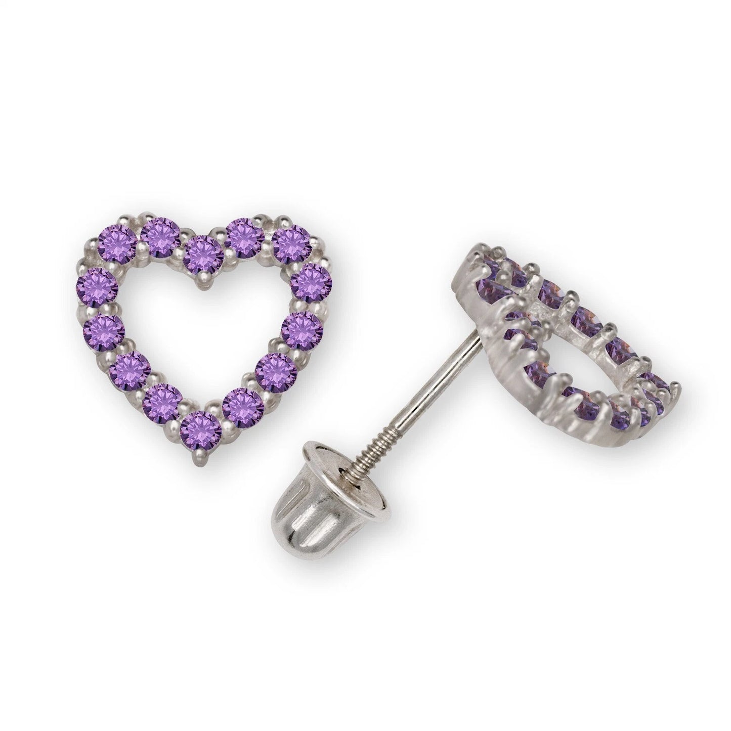 14K Yellow & White Gold Beautiful Large CZ Heart Shaped Stud Earrings for Women