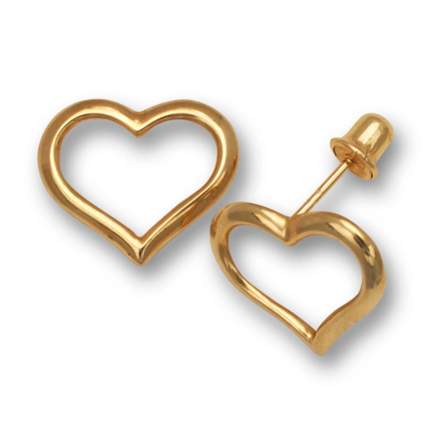 14K Yellow and White Gold Heart Earrings for Women