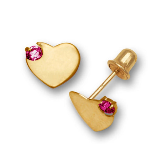 14K Yellow & White Gold Heart Shaped Screw back classic Earrings for Women