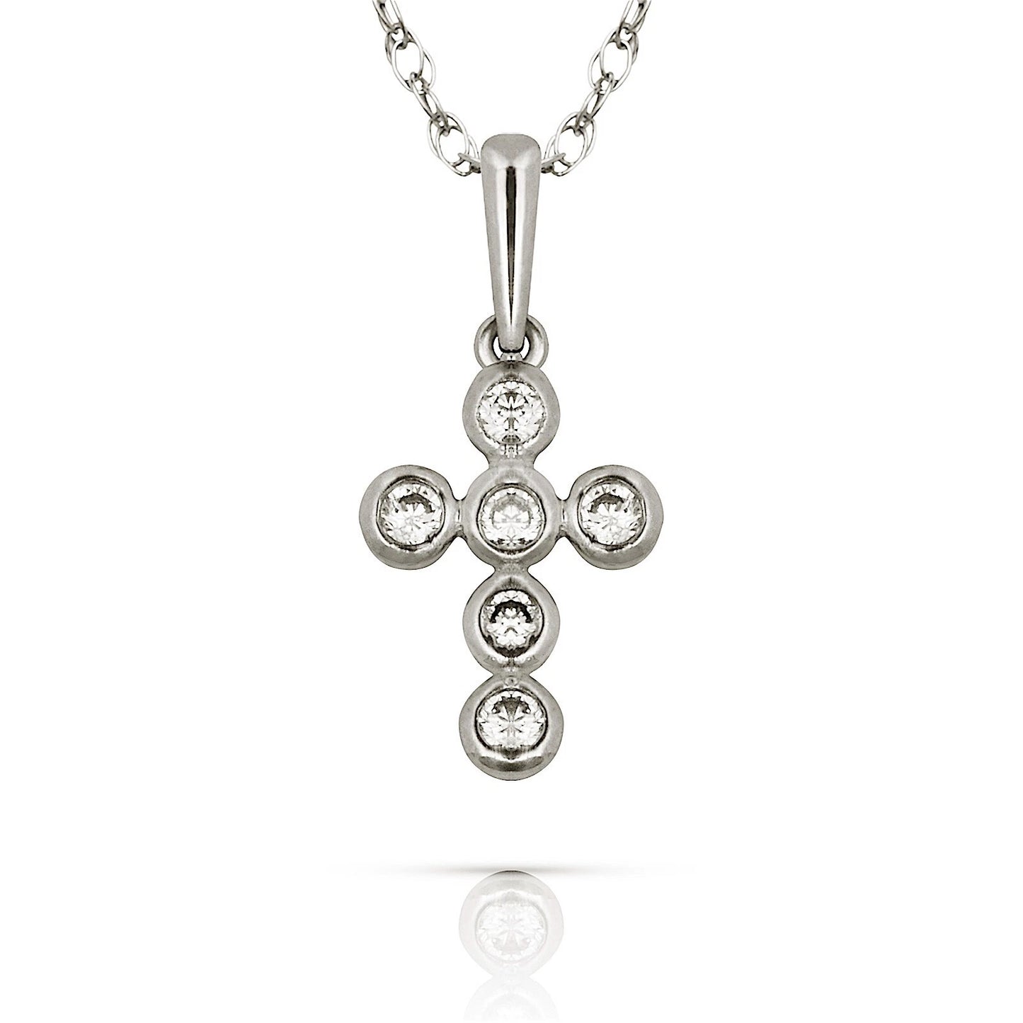 14K Yellow & White Gold Brilliant Round Cut Cross Pendant For Women
