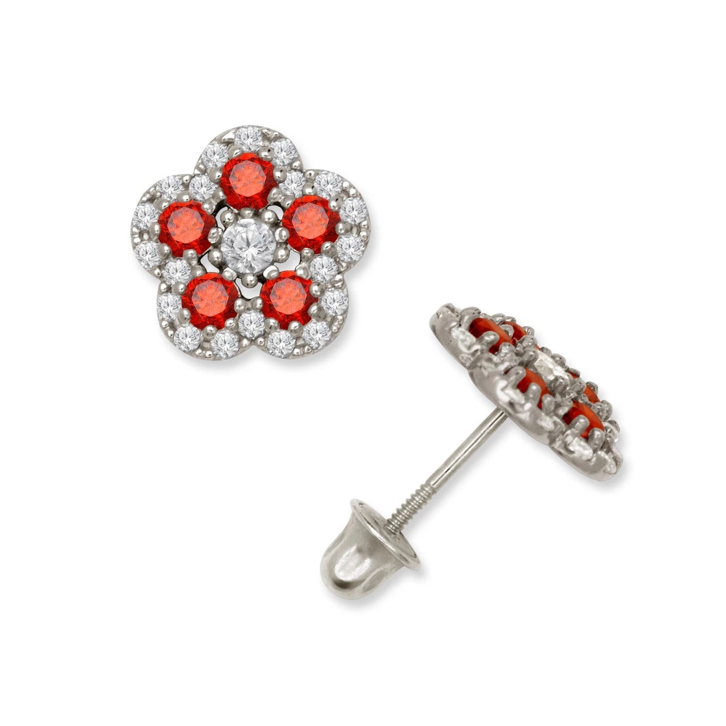 14K Yellow & White Gold Elegant Flower Earrings for Girls