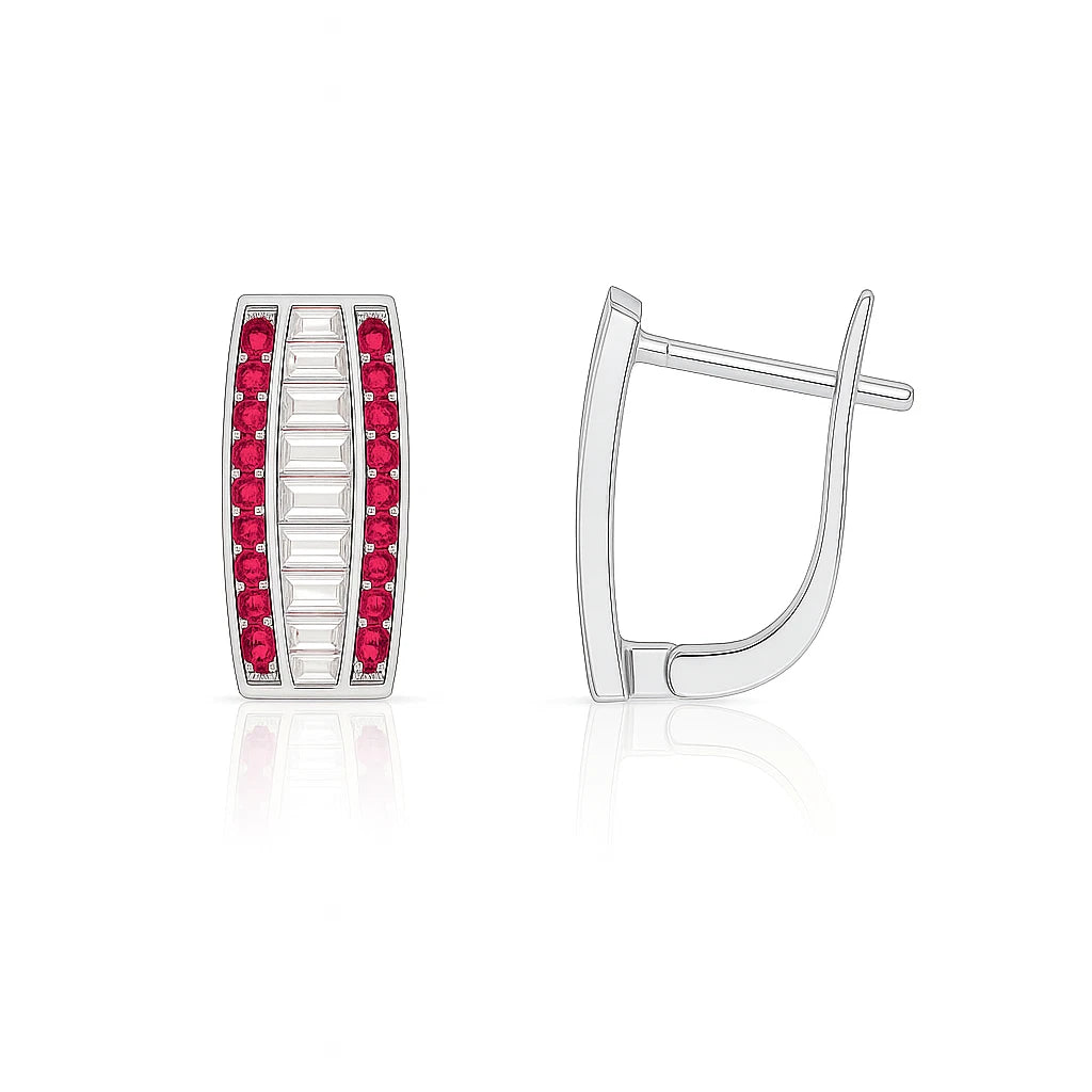 14k White Gold CZ Beautiful Leverback Earrings for Women