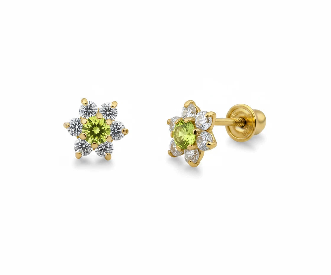 14k Yellow Gold Beautiful Flower Shaped Earrings for Women