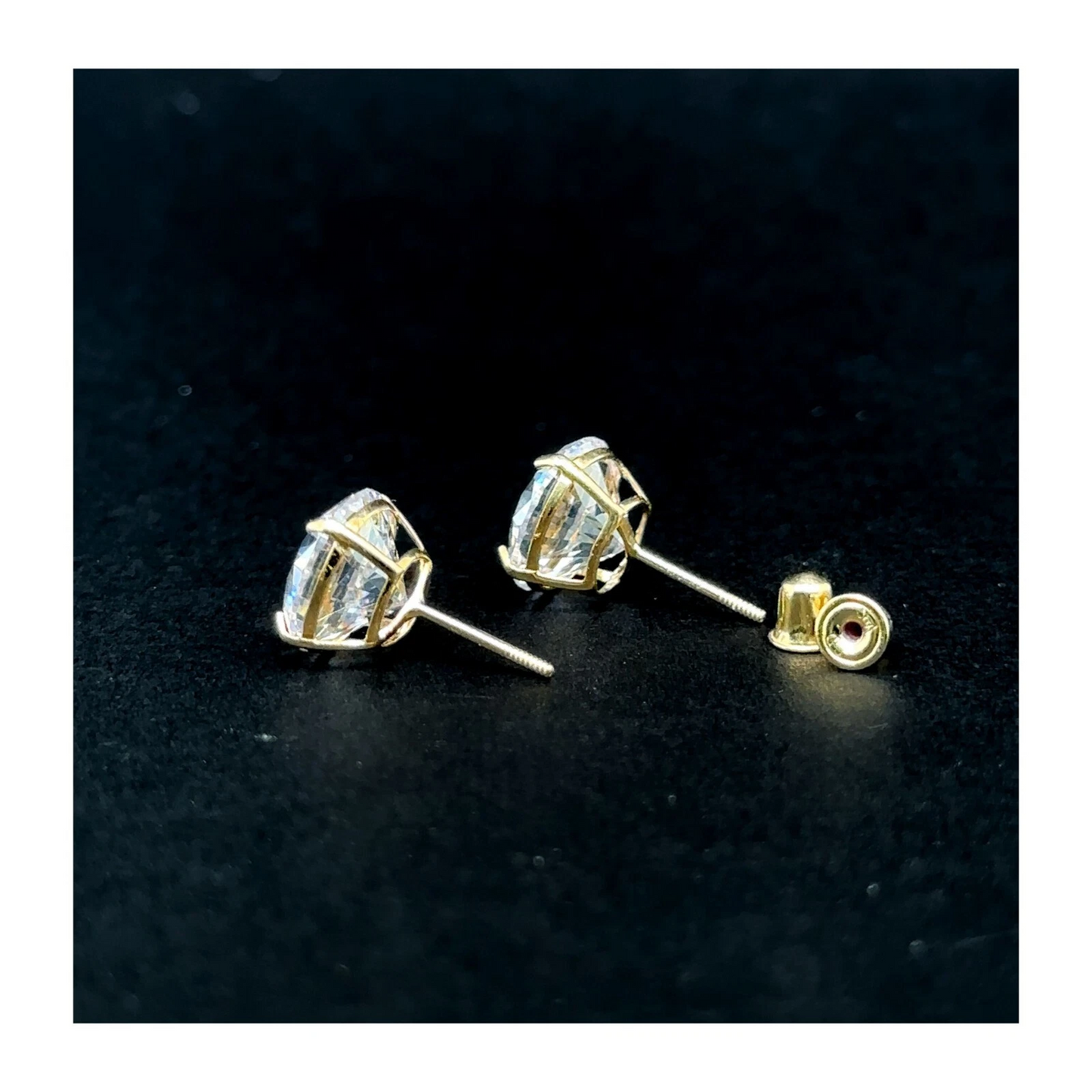 14K Gold GRA Certified D-VVS1 Round Moissanite Screw Back Studs Earrings
