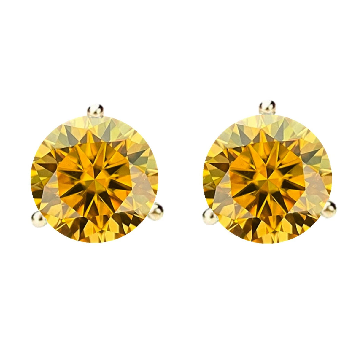 14KGold GRACertifiedD-VVS1 Yellow Moissanite Martini PushBack Stud Earrings