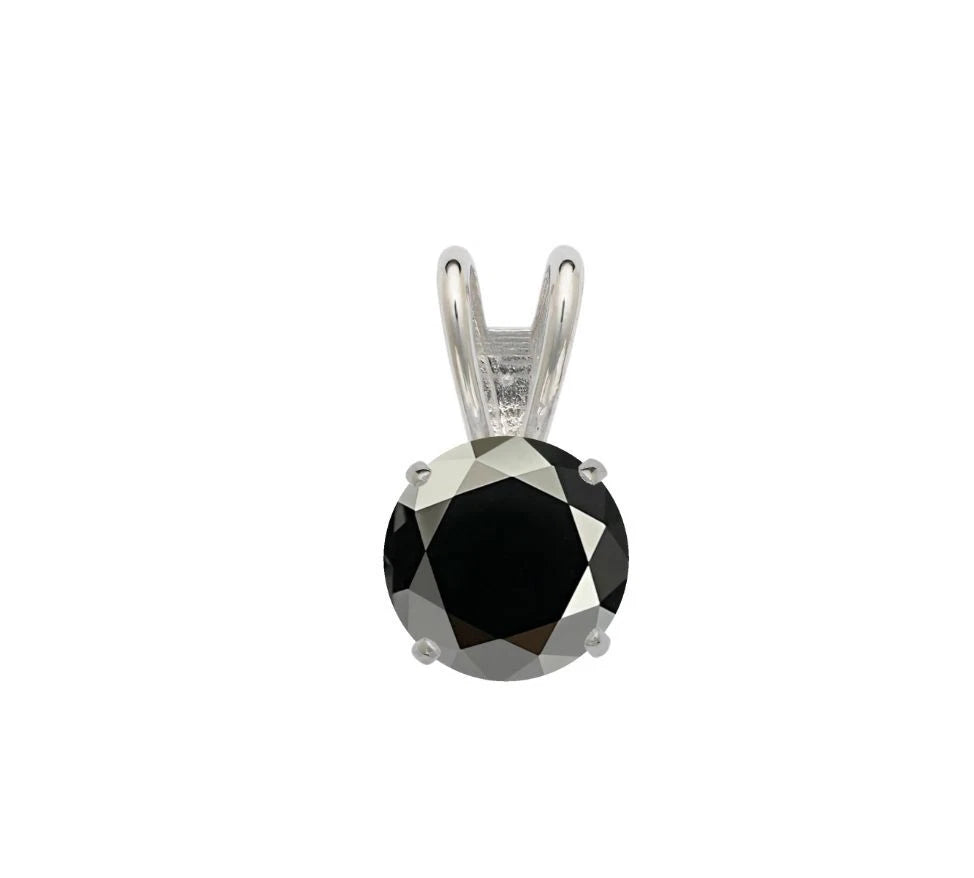 14K Gold GRA Certified D-VVS1 Round Black Moissanite Pendant