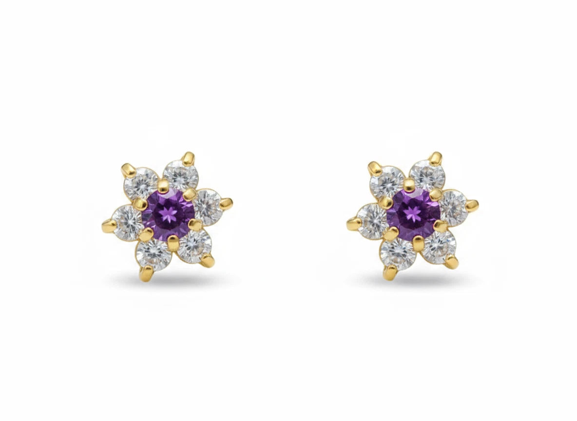 14k Yellow Gold Beautiful Flower Shaped Earrings for Women
