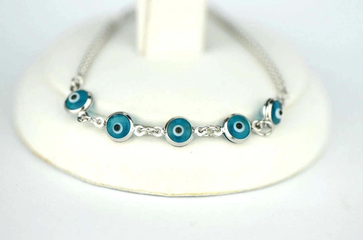 14k Yellow Gold White Gold Evil Eye Bracelet