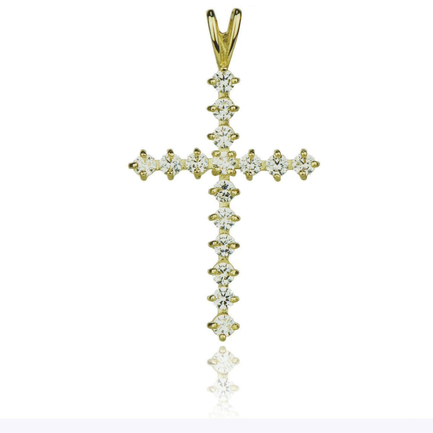 14k White or Yellow Gold Cz Cross Pendant