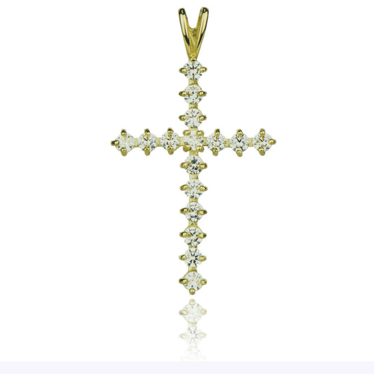 14k White or Yellow Gold Cz Cross Pendant