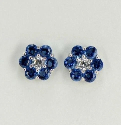 14k White Gold Flower Stud Earrings with Screw Back