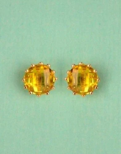 14k Solid Yellow Gold 6mm Round Birthstone Screw Back Earrings for Women