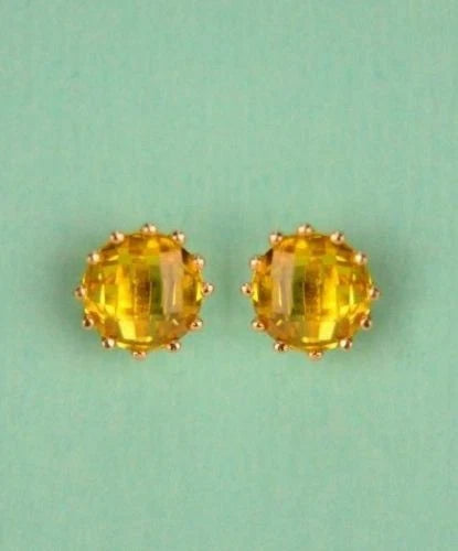 14k Solid Yellow Gold 6mm Round Birthstone Push Back Earrings