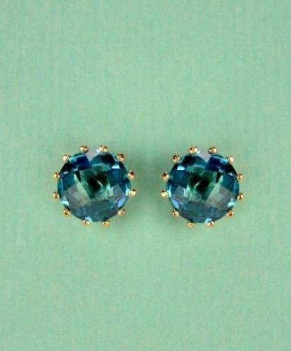 14k Solid Yellow Gold 6mm Round Birthstone Push Back Earrings